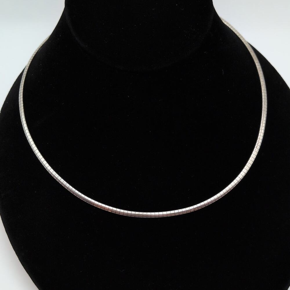 Sterling Silver 925 Italy Omega Chain Wire Necklace Unisex 17in 12.72g 2.8mm